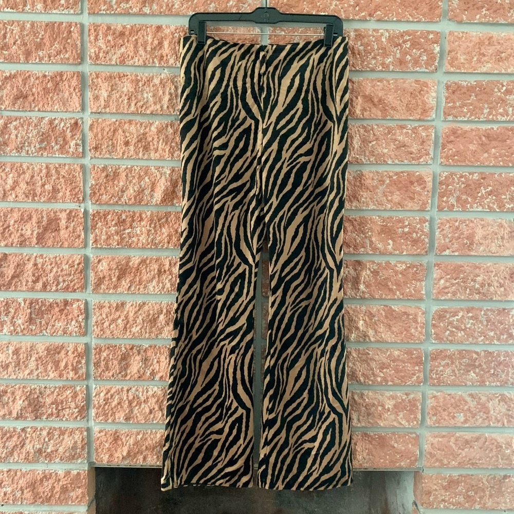 Animal Print Wide-Leg Pants - Brown/Black